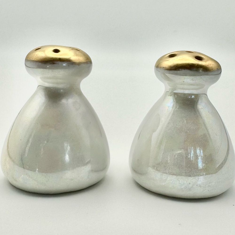 Vintage Royal Austria Iridescent Salt & Pepper Shakers - Petite Teardrop Design